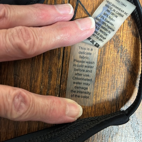 Heat Ladies Swimsuit Swim Suit Black With Off White Stripes Size XL - Picture 7 of 12